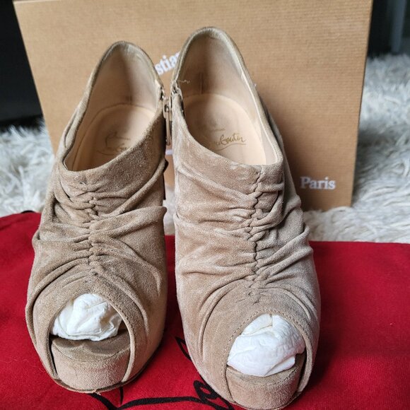 Christian Louboutin Treopli Velours 120 In naturale/taupe color Size 35.5 - Picture 1 of 8